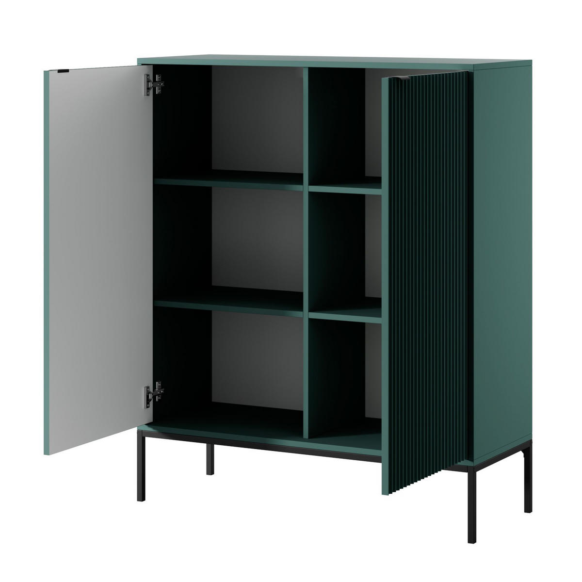 HIGHBOARD Vellore Grün mit schwarzem Gestell - Schwarz/Grün, Holzwerkstoff/Metall (104/125/39cm) - Selsey