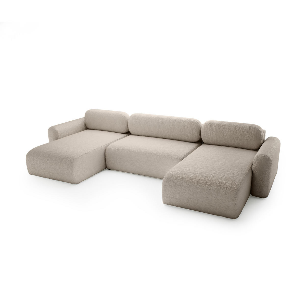 WOHNLANDSCHAFT mit Schlaffunktion Thekla U, Beige - Beige, Textil (366/70/150cm) - Fedve