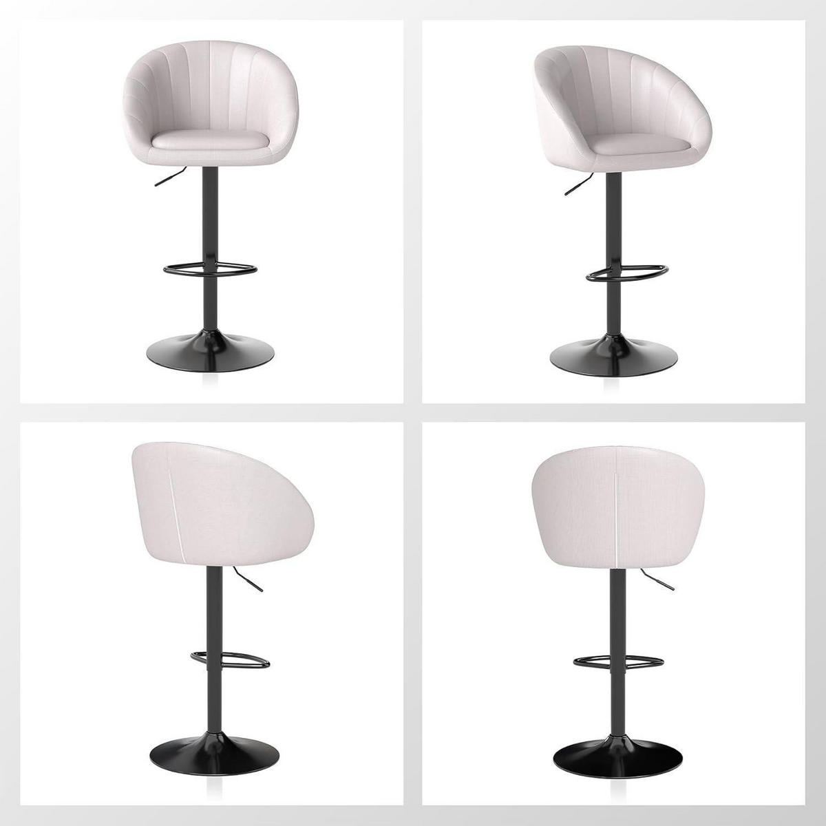 BARHOCKER 4er Set Höhenverstellbar Beige - Beige, Textil (51/104/54cm)