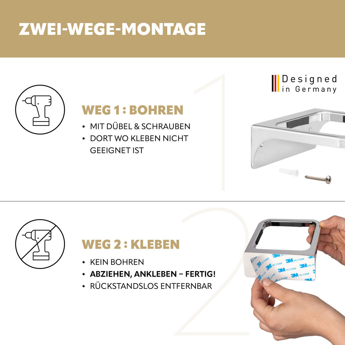 WANDHALTERUNG SAVONA, silber, Kunststoff - Chromfarben, Kunststoff (11.5/4.5/12cm) - bremermann