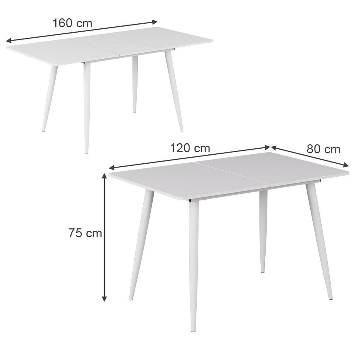 Weiß, Holzwerkstoff (80/120/75cm) - Vicco