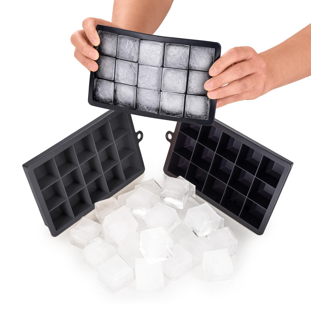 EISWÜRFELFORM Silikon, BPA-Frei, 2x15, Schwarz - Schwarz, Kunststoff (18.6/3.3/11.7cm) - Blumtal