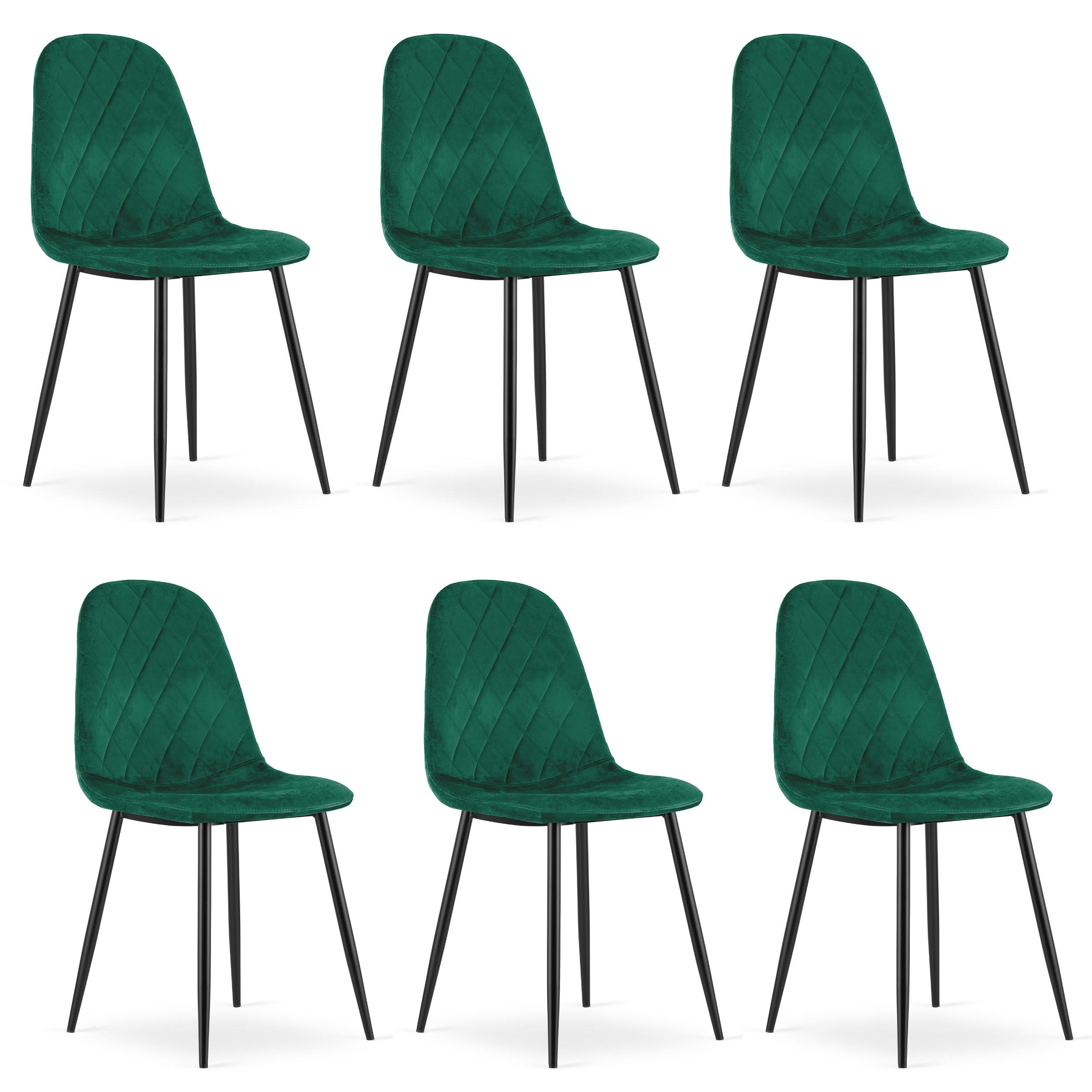 STUHL PIENZA 6-er Set, Grün, mit Samtstoff gepolstert - Grün, Textil/Metall (45/88/51cm) - Komodee