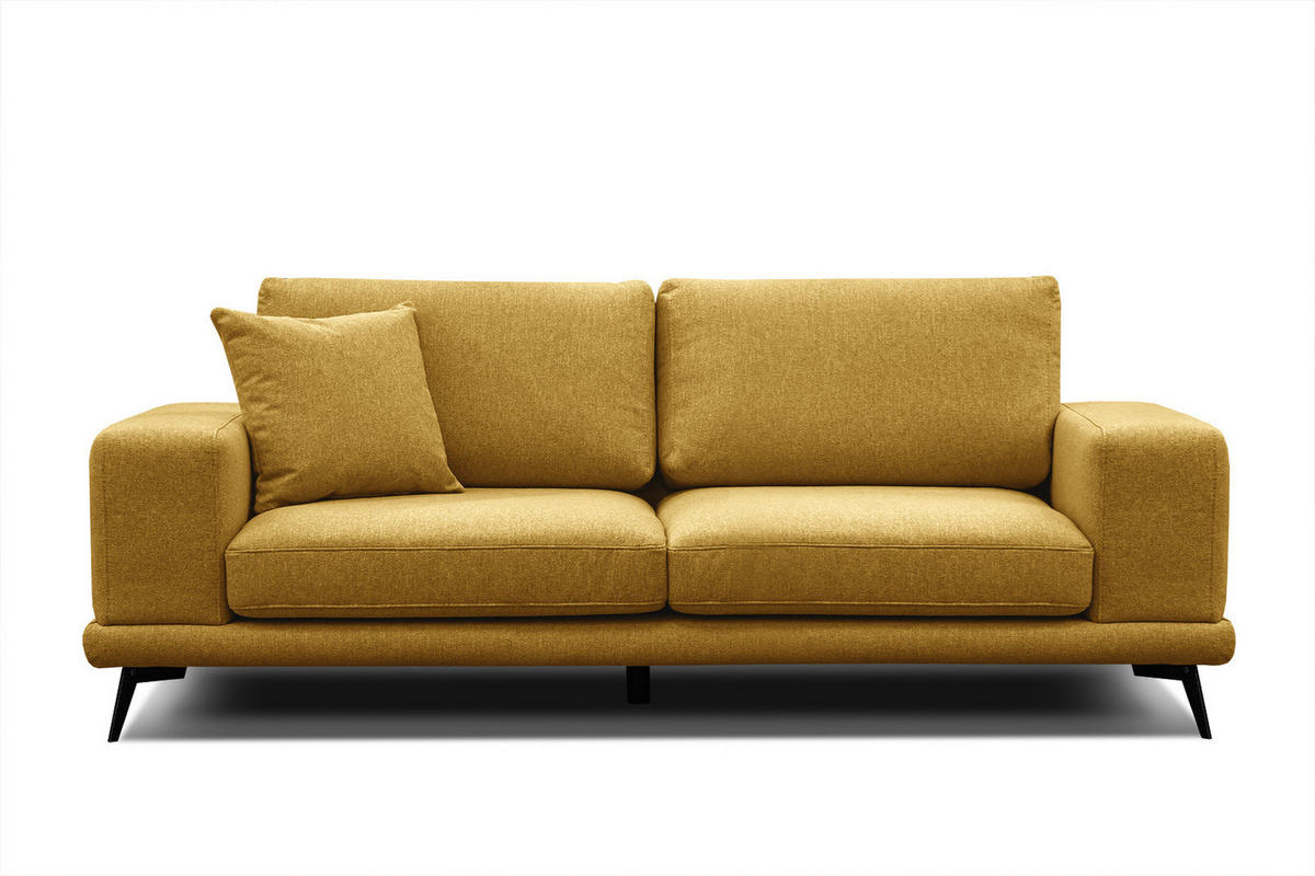 SOFA MEDIOLANE 3-Sitzer, dunkelgelb - Dunkelgelb, Holzwerkstoff/Textil (233/87/96cm) - Courtois Laville