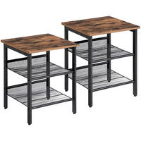 BEISTELLTISCH Holzoptik Metall Dunkelbraun Schwarz 2-Er Set 2 Ablagen 40x40x50,8 cm - Dunkelbraun/Schwarz, Holzwerkstoff/Metall (40/40/50cm) - Begryf