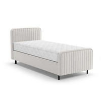 POLSTERBETT Lami 90x200, Einzelbett mit Bettkasten und Taschenfedernmatratze 20 cm, Creme - Creme/Schwarz, Textil/Metall (90/200cm) - Beautysofa