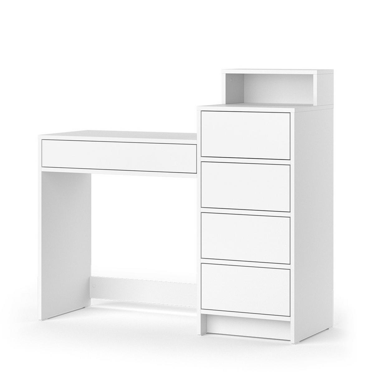 SCHMINKTISCH Naara Weiß 110.5 cm mit 5 Schubladen - Weiß, Holzwerkstoff (40.3/110.5/100.6cm) - Vicco