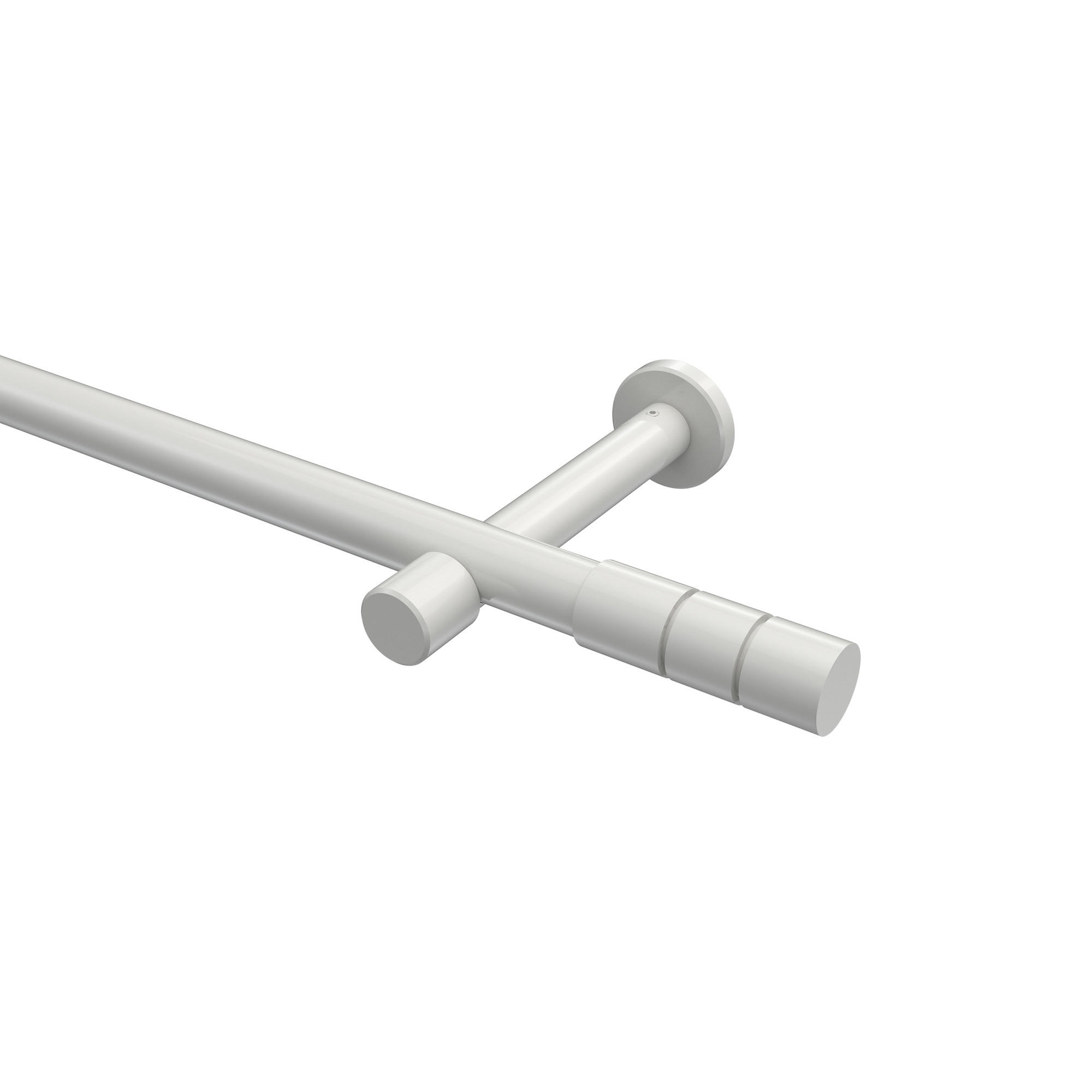 GARDINENSTANGEN-SET Prestige Elanto 160 cm, 1-läufig (ohne Ringe), 20 mm Ø Weiß - Weiß, Metall (160cm) - INTERDECO