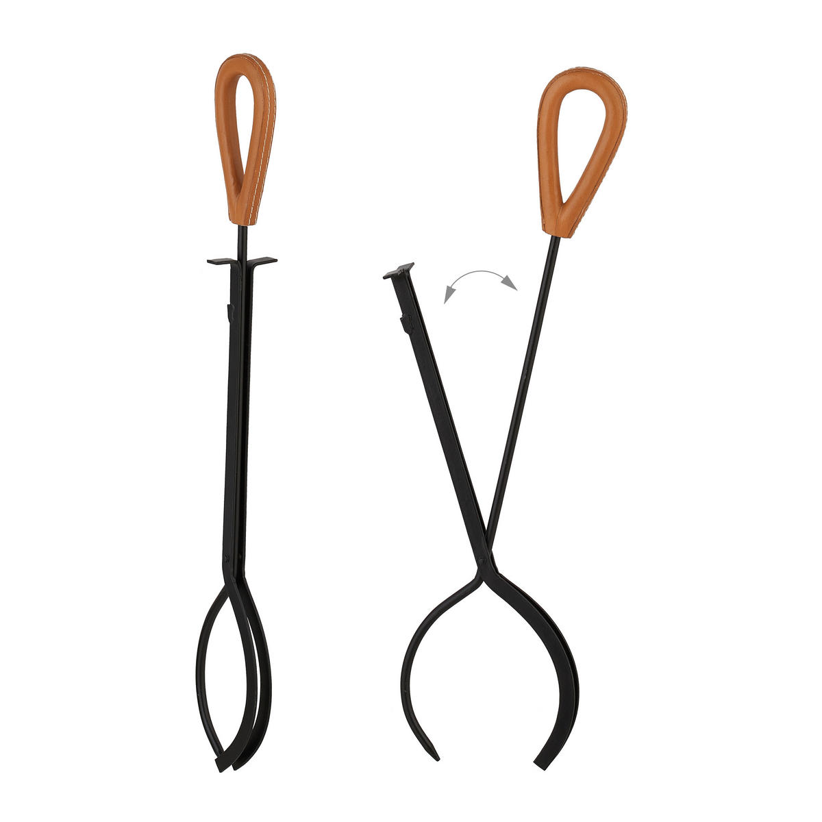 5-TLG.KAMINBESTECK-SET - Schwarz, Textil/Metall (25/62/16cm) - Relaxdays