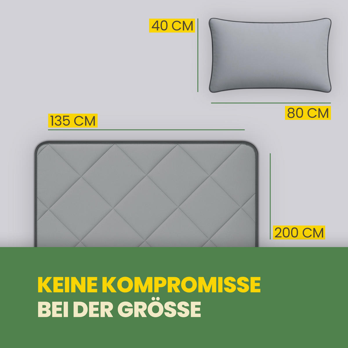 BETTENSET 2tlg. Reise Set ( Sommer Steppdecke 135x200cm + Kissen 40x80cm) - Anthrazit/Hellgrau - Grau, Textil (135/200cm) - Bestlivings