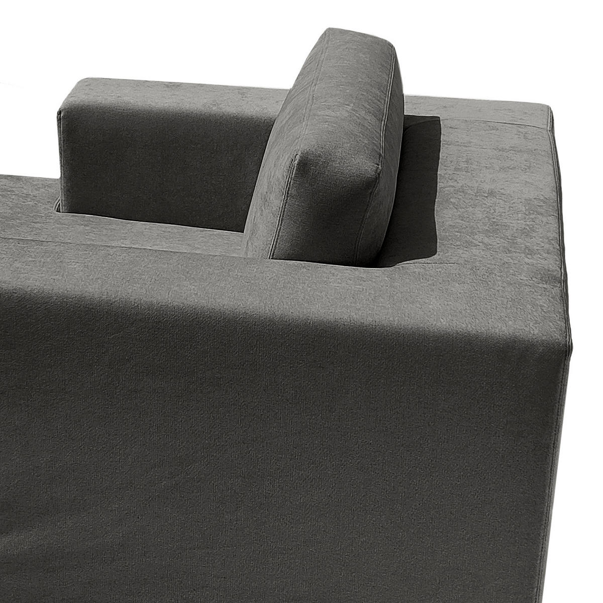 XXL-SESSEL mit Wechselbezug - Webstoff - Dunkelgrau/Schwarz, Holz/Wellpappe (125/63/160cm) - home24