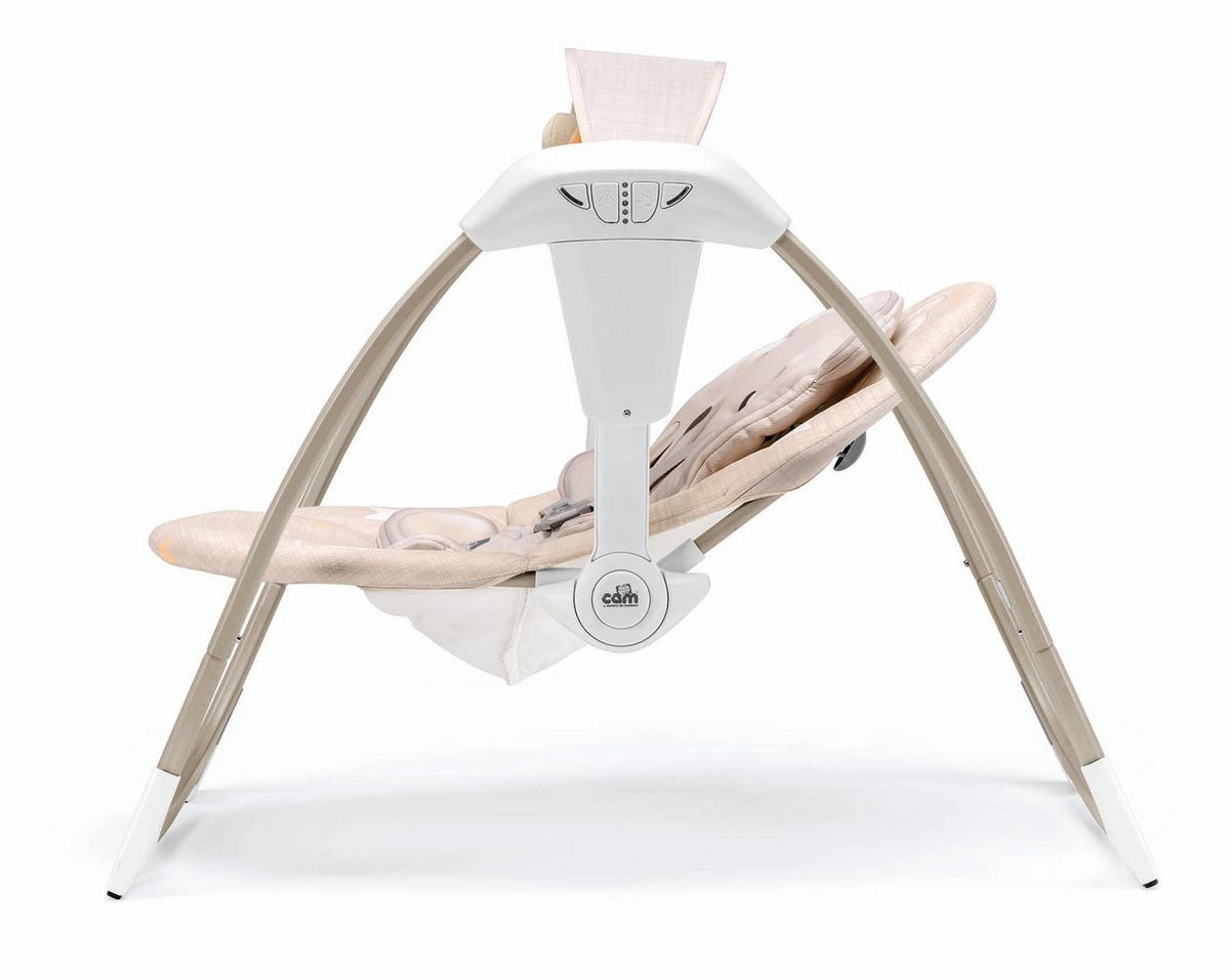 SCHAUKEL Wippe für Babys mit Spielzeugstange Midi | für 0-9 kg | Grau | 15 Melodien, 5 Naturgeräusche - Grau, Kunststoff (74/60/4cm) - Cam il Mondo del Bambino S.p.A.