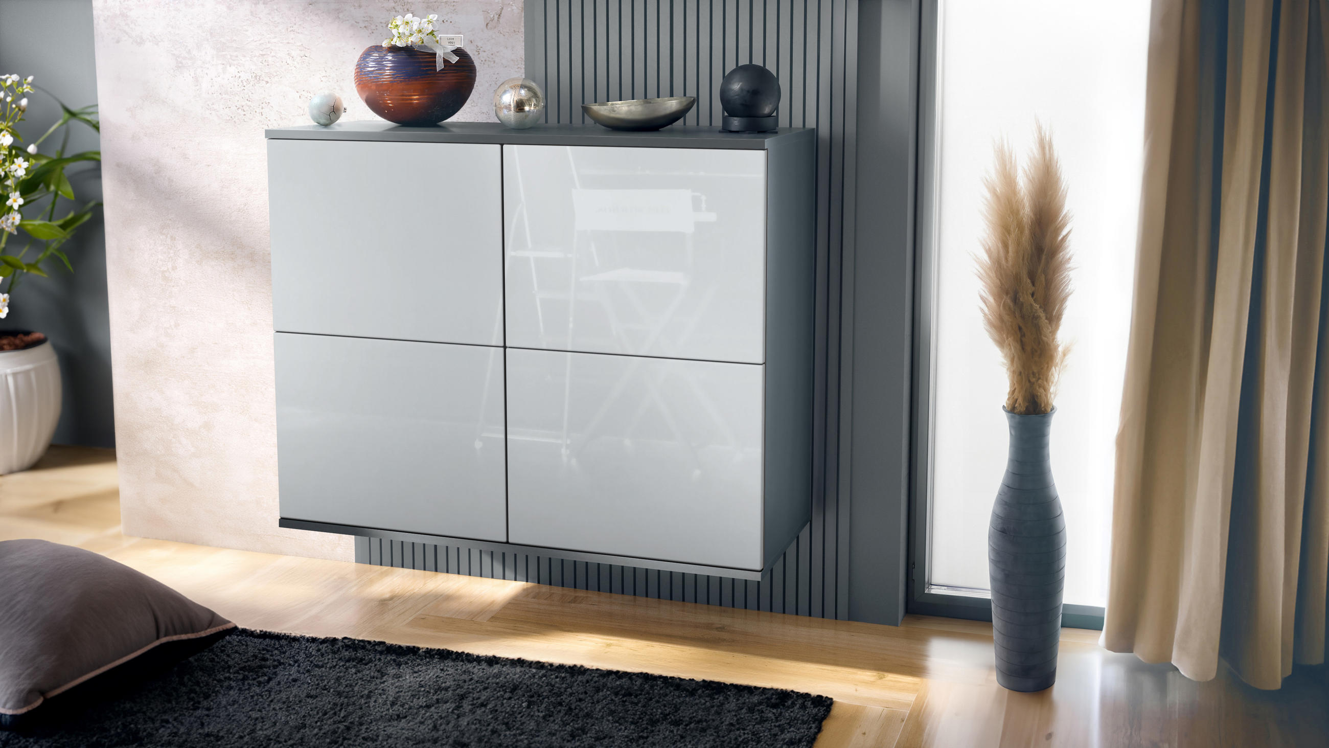 KOMMODE Rova Weiß Hochglanz - Weiß Hochglanz, Holzwerkstoff (92.5/73.5/35cm) - Vladon