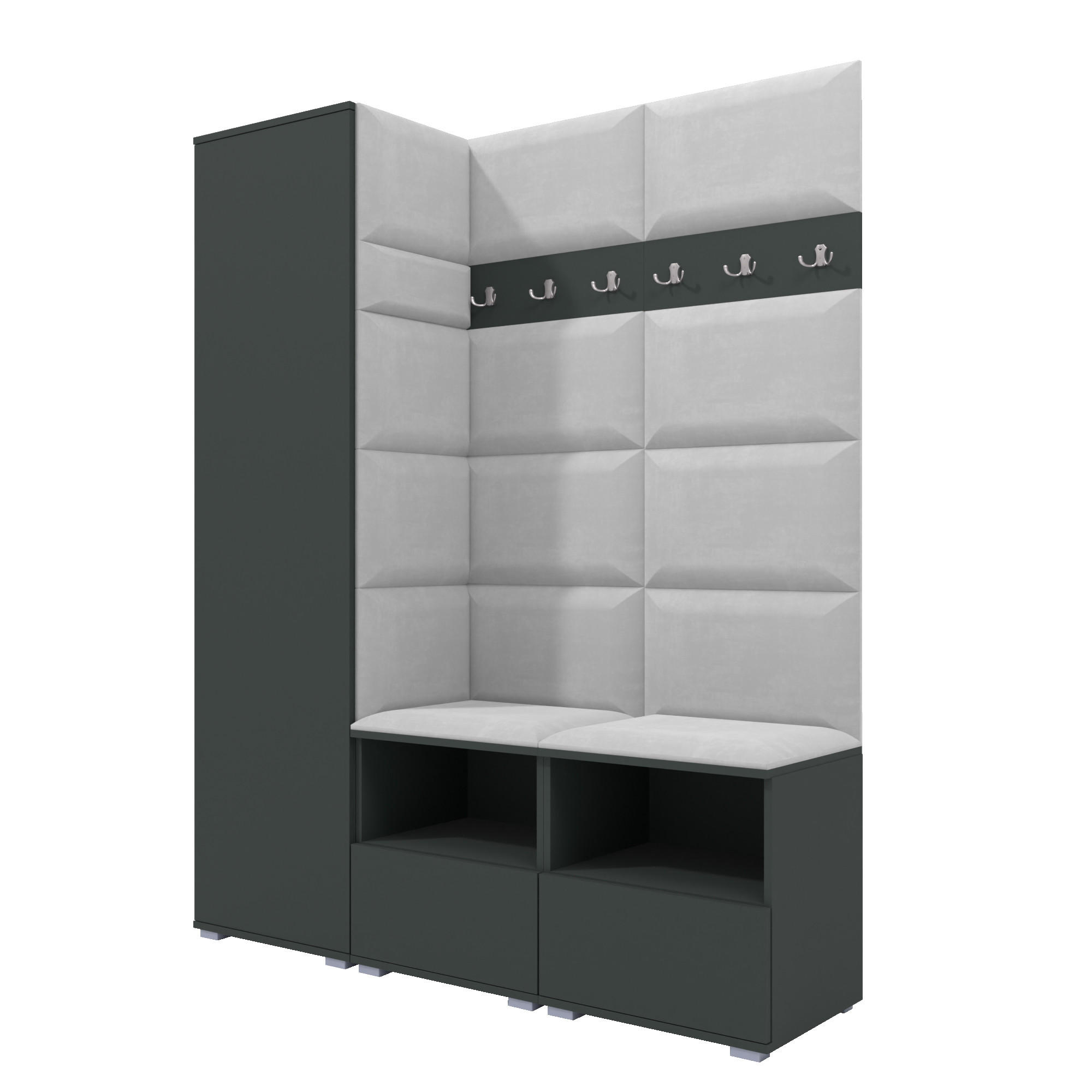 XXXLutz Garderoben-Set Graphit, Grau 150x187x40 cm