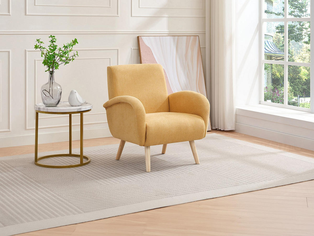 SESSEL - Stoff - Senfgelb - MAZARONE - Gelb, Textil (72/83/70cm) - Vente-Unique