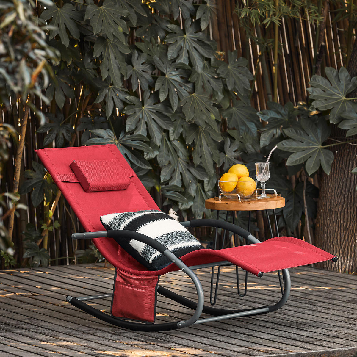 SONNENLIEGE 2er Set Rot - Rot, Metall (63/83/150cm) - SoBuy