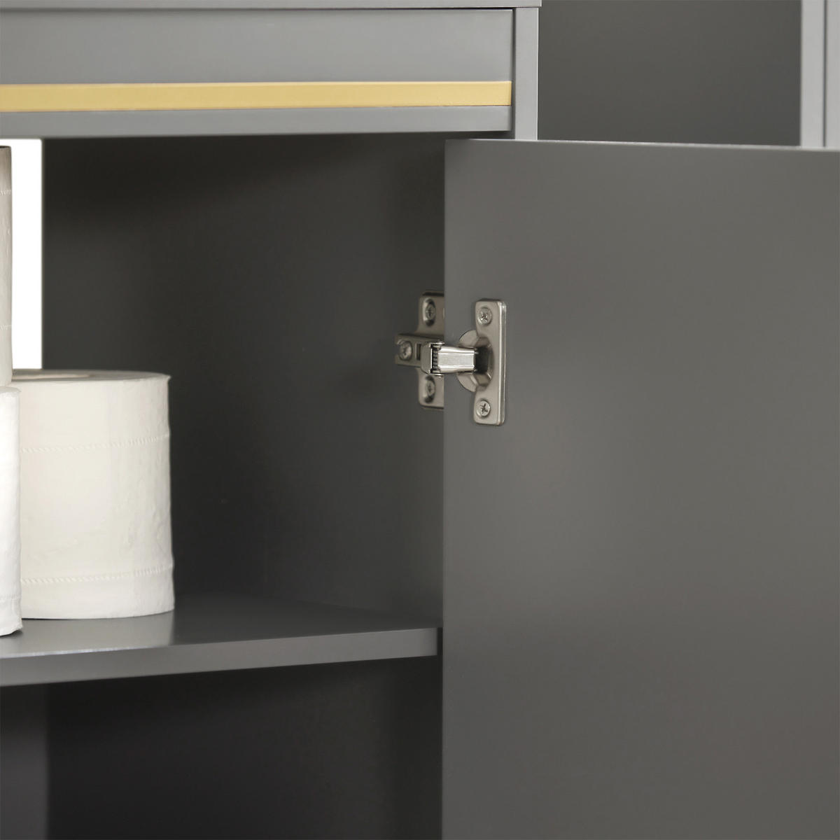 WASCHBECKENUNTERSCHRANK Grau - Goldfarben/Grau, Holzwerkstoff/Metall (75/65/35cm) - SoBuy