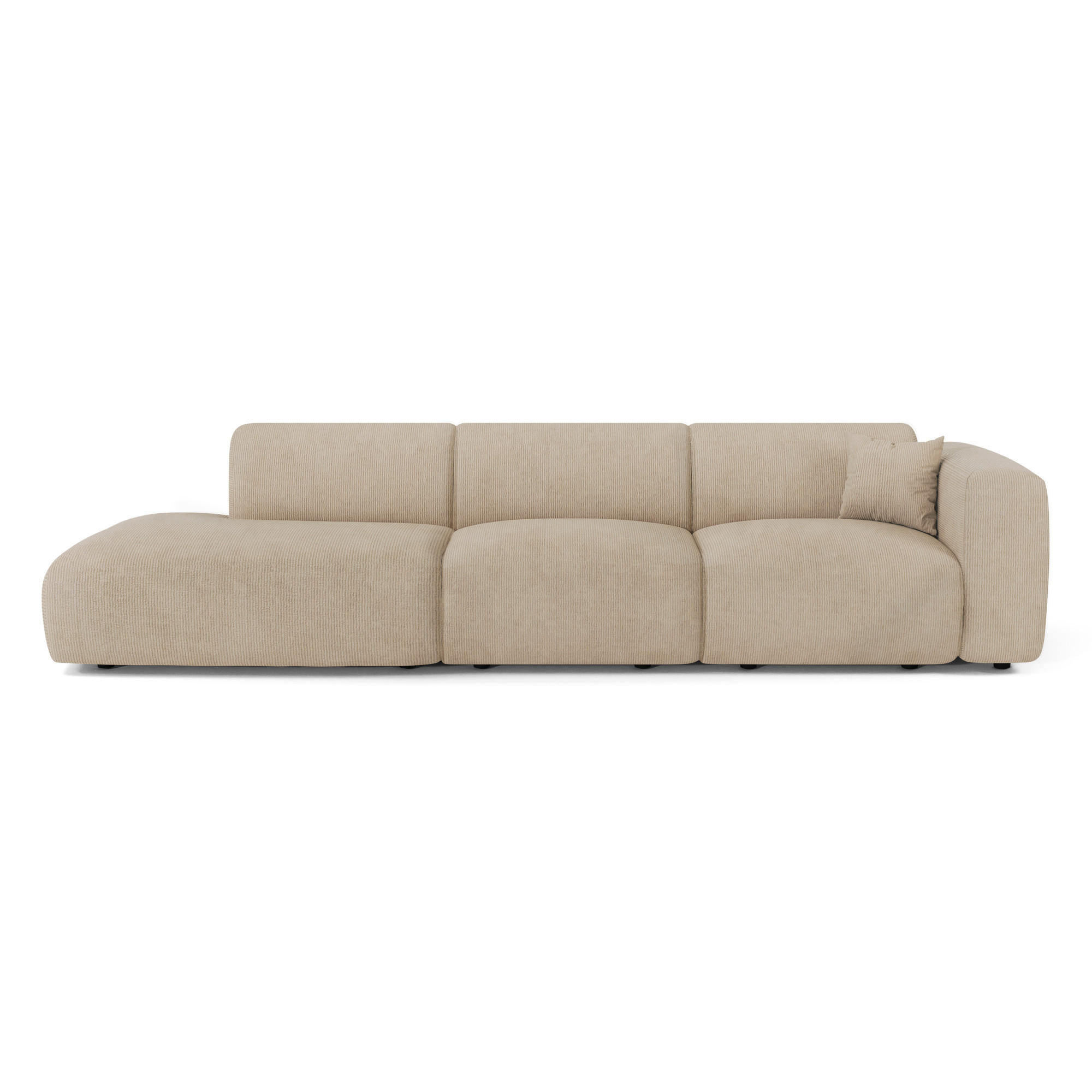 SOFA 5-Sitzer Gerippter Samt Beige 310cm - Beige, Textil (310/73/96cm) - Sia Home