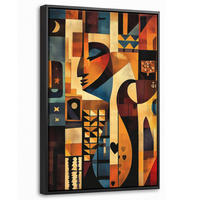 LEINWAND Bilder mit Rahmen - Figuren - Abstrakt - Symbole - 40x60 - Terracotta, Textil (40/60cm) - MuchoWow