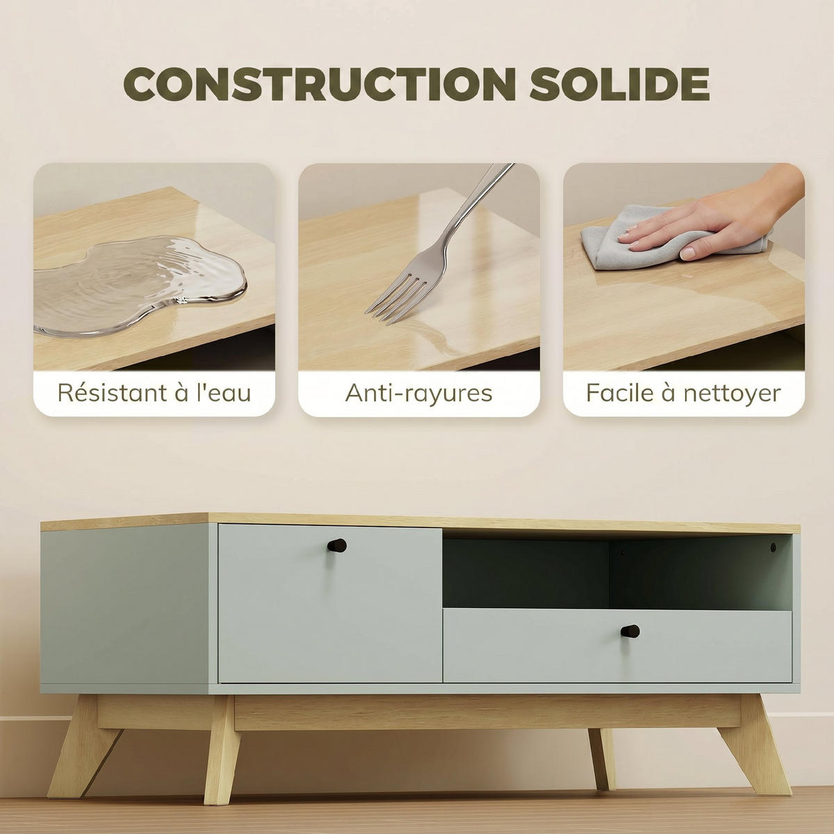 COUCHTISCH Beige 1 Stück - Beige, Kunststoff (100/50/40cm) - GiPP