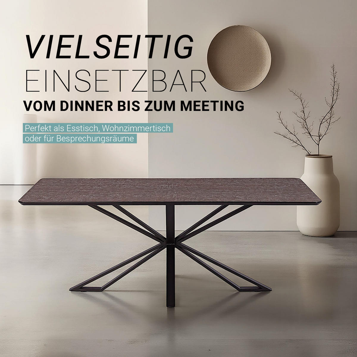 ESSTISCH rechteckig 200/100/76 cm Braun - Schwarz/Braun, Metall (200/100/76cm) - Homestyle4u
