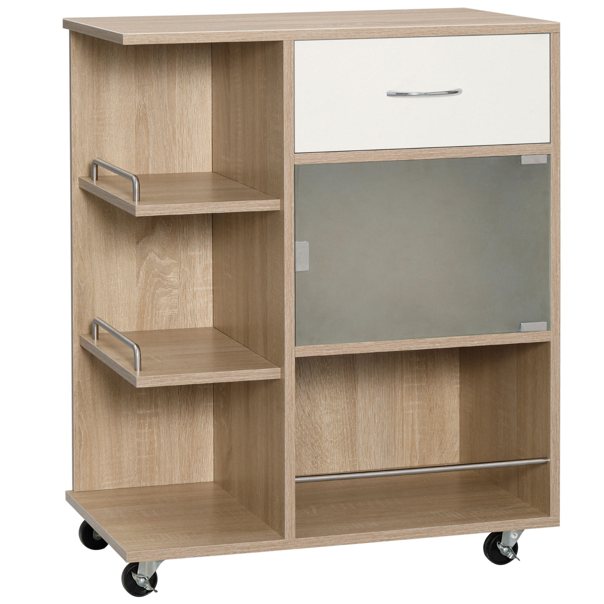 KÜCHENWAGEN, Holz-Stahl-Glas-Wagen, 65 x 39 x 80 cm - Multicolor, Metall (65/80/39cm) - FORIOUS