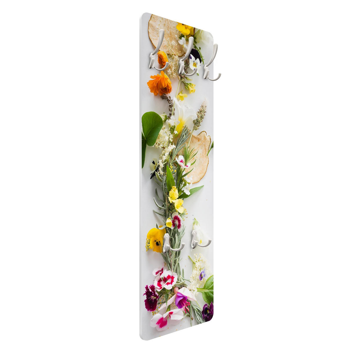 WANDGARDEROBE - Frische Kräuter mit Essblüten 34/105 cm - Multicolor, Holzwerkstoff (34/105/1.6cm) - Bilderwelten