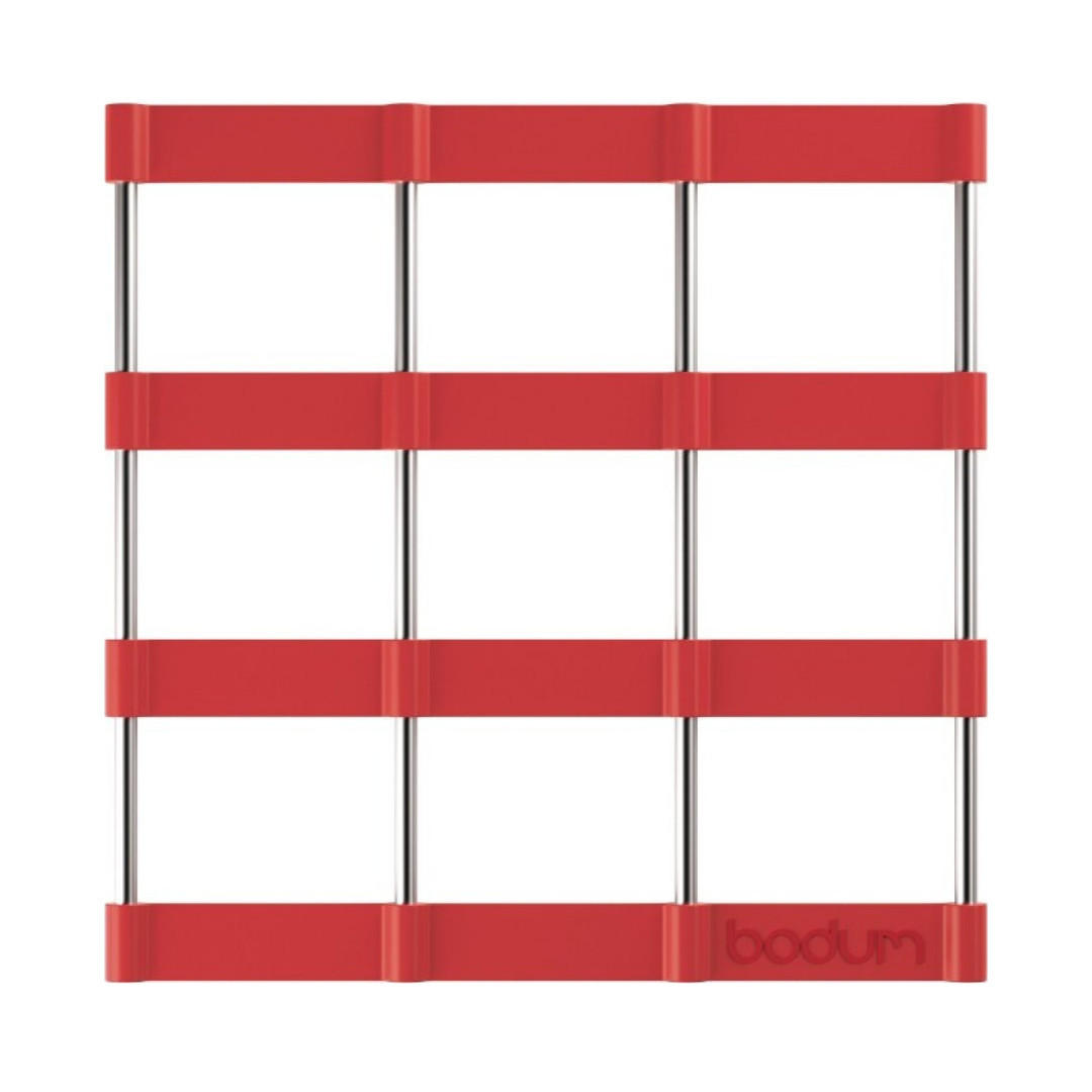 TOPFUNTERSETZER Bistro Rot 17,5 cm Silikon Edelstahl Hitzebeständig Rutschfest - Rot, Kunststoff (17.5/17cm) - Bodum