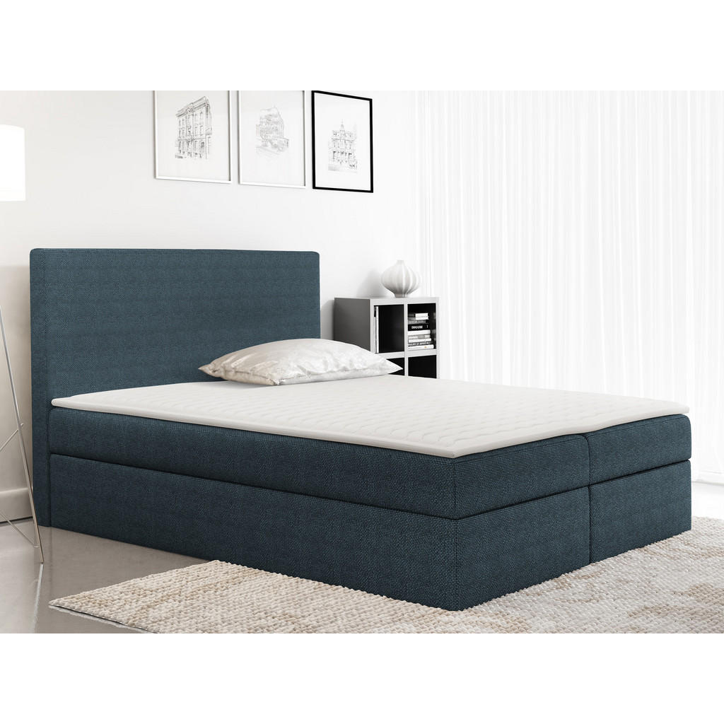 Thumbnail - Mirjan24 Boxbett, Dunkelblau, Holz, H3, 160x200 cm, Schlafzimmer, Betten, Boxspringbetten