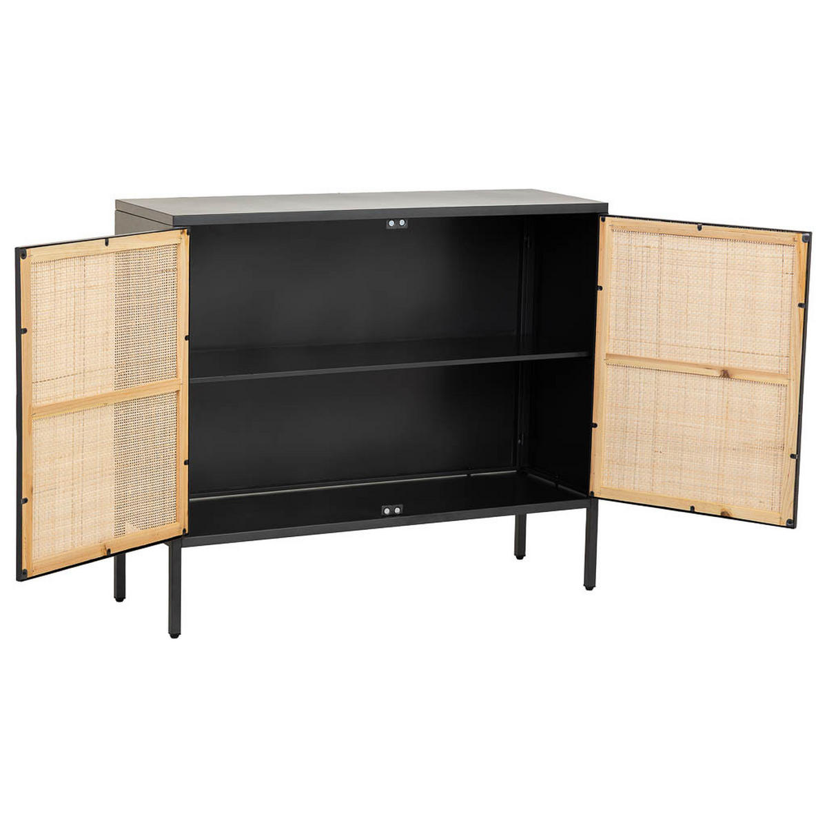 HOLZ-METALLSCHRANK mit 2 Türen, Schwarz, 100x32x85h cm - Schwarz, Holz (100/85/32cm) - Wanderlust