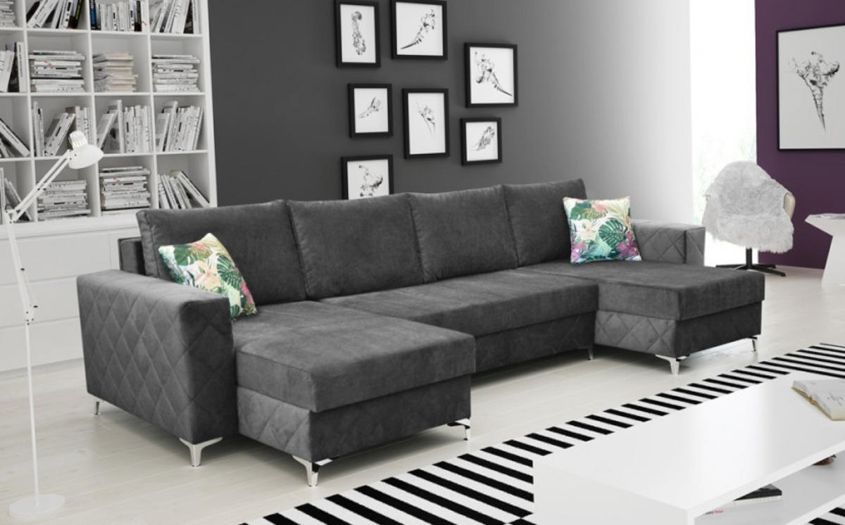 ECKSOFA Grafit BIS Mit Schlaffunktion - Graphitfarben, Textil (307/145cm) - Sepro Meble