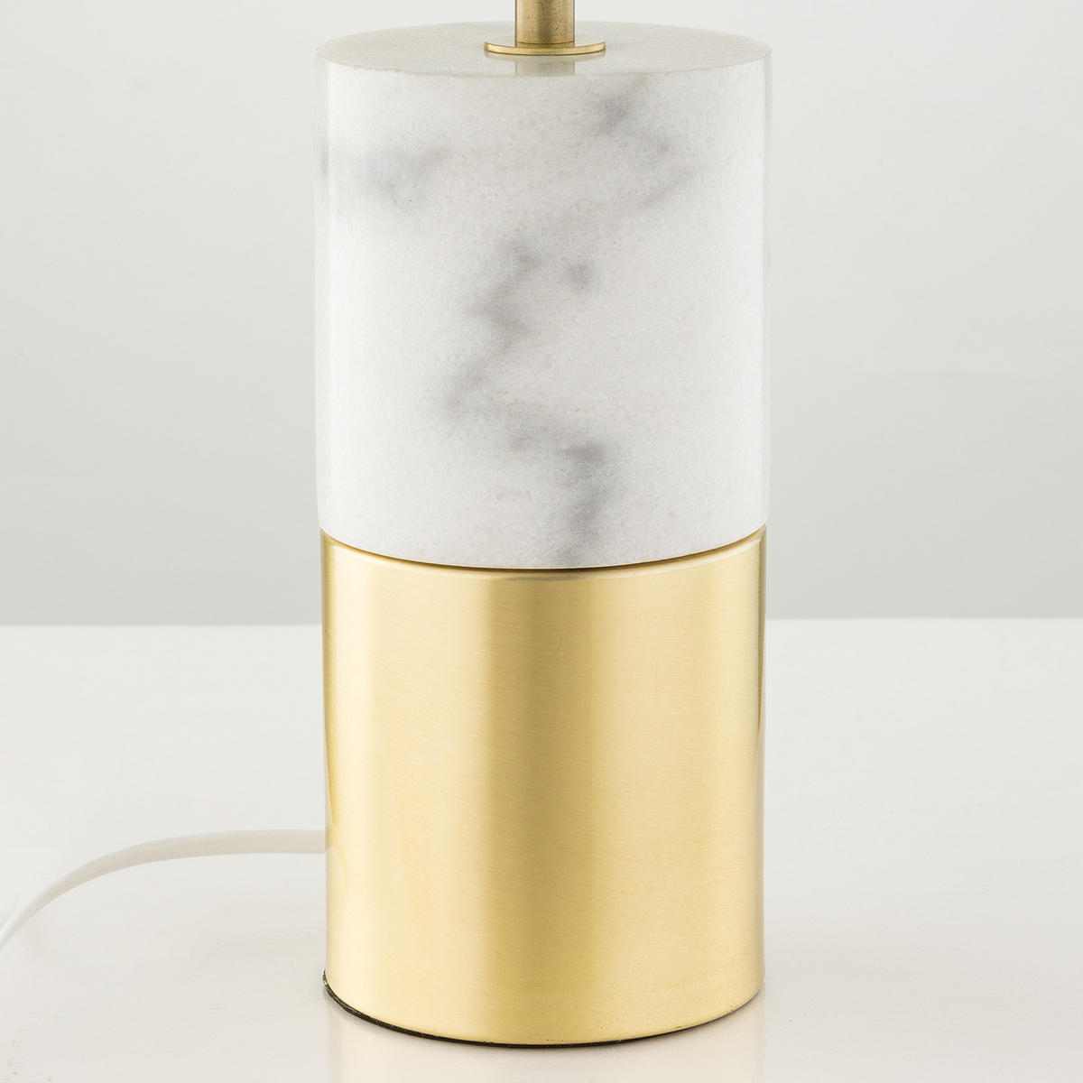 TISCHLEUCHTE - Leinen / Marmor, 1-flammig - Weiß, Stein (24/24/40cm) - home24