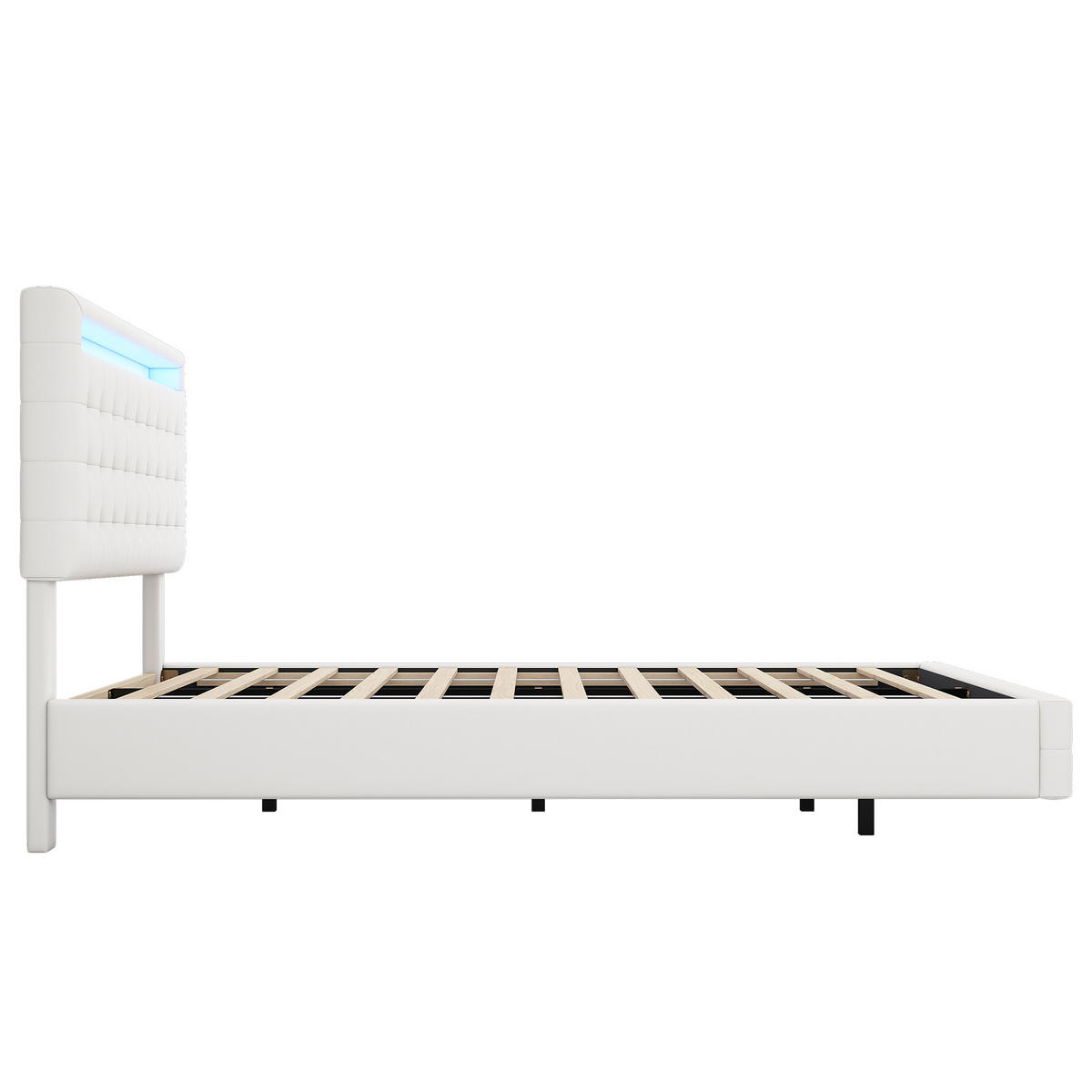 POLSTERBETT 140x200 cm LED weiß - Weiß, Kunststoff (140/200cm) - LEBENLANG