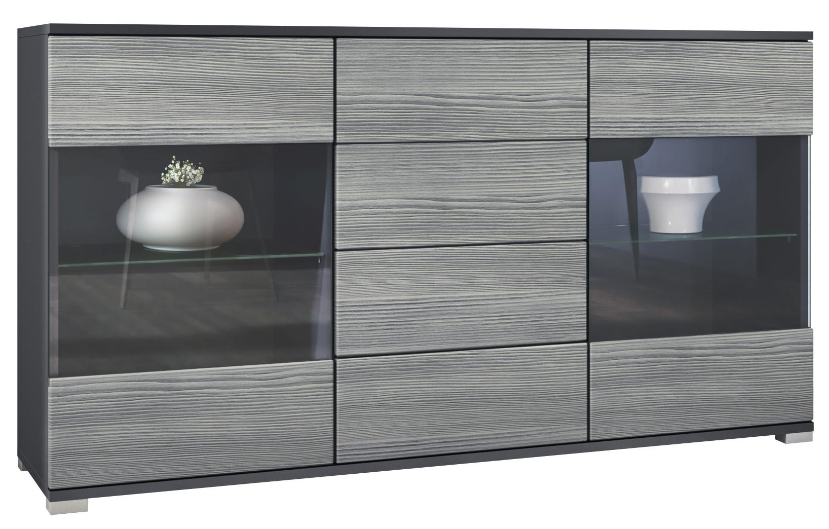 Vladon Sideboard Anthrazit 138.5x75.5x35 cm