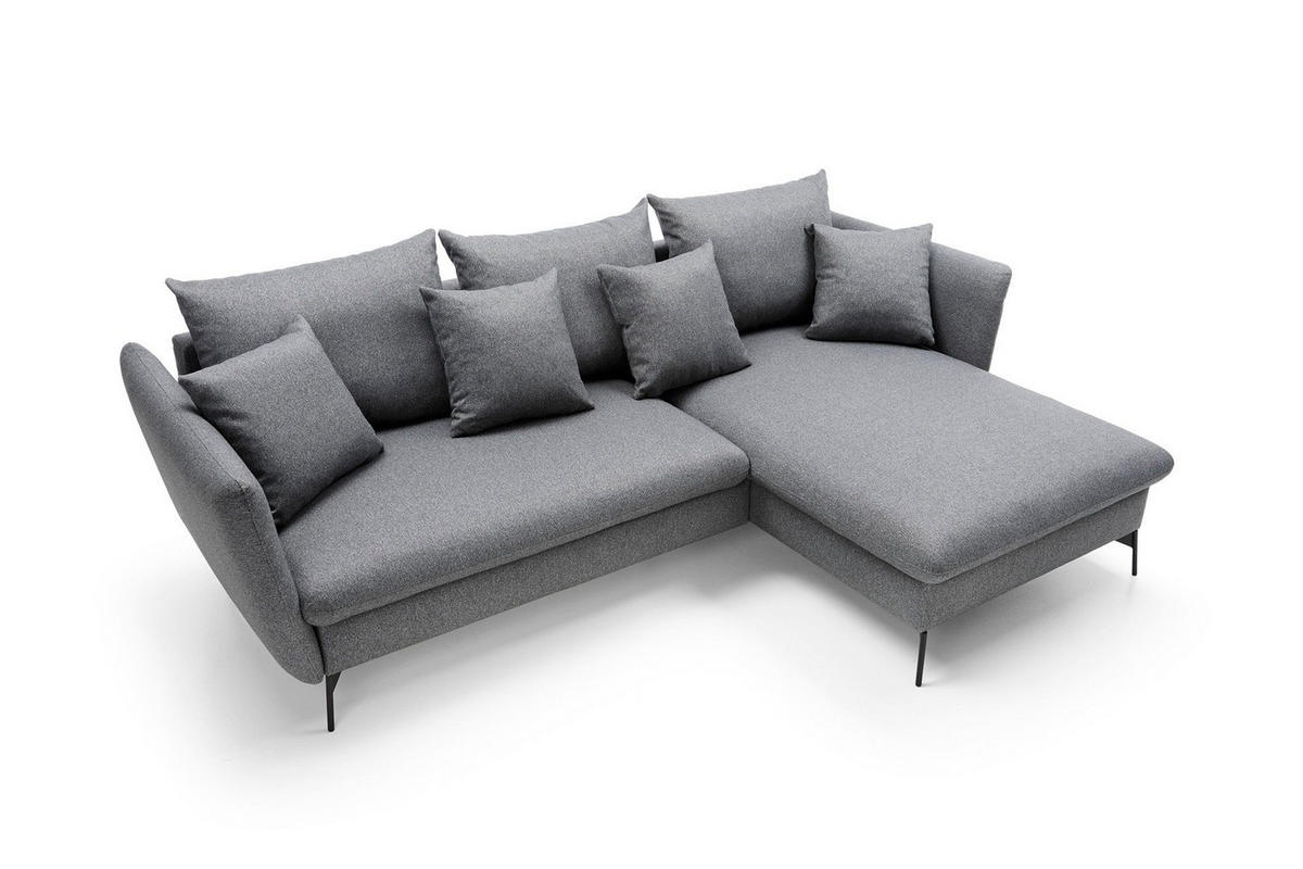 ECKSOFA FERRO Grau Geflochtener Stoff mit Schlaffunktion - Grau, Holz (258/167cm) - MASSENO