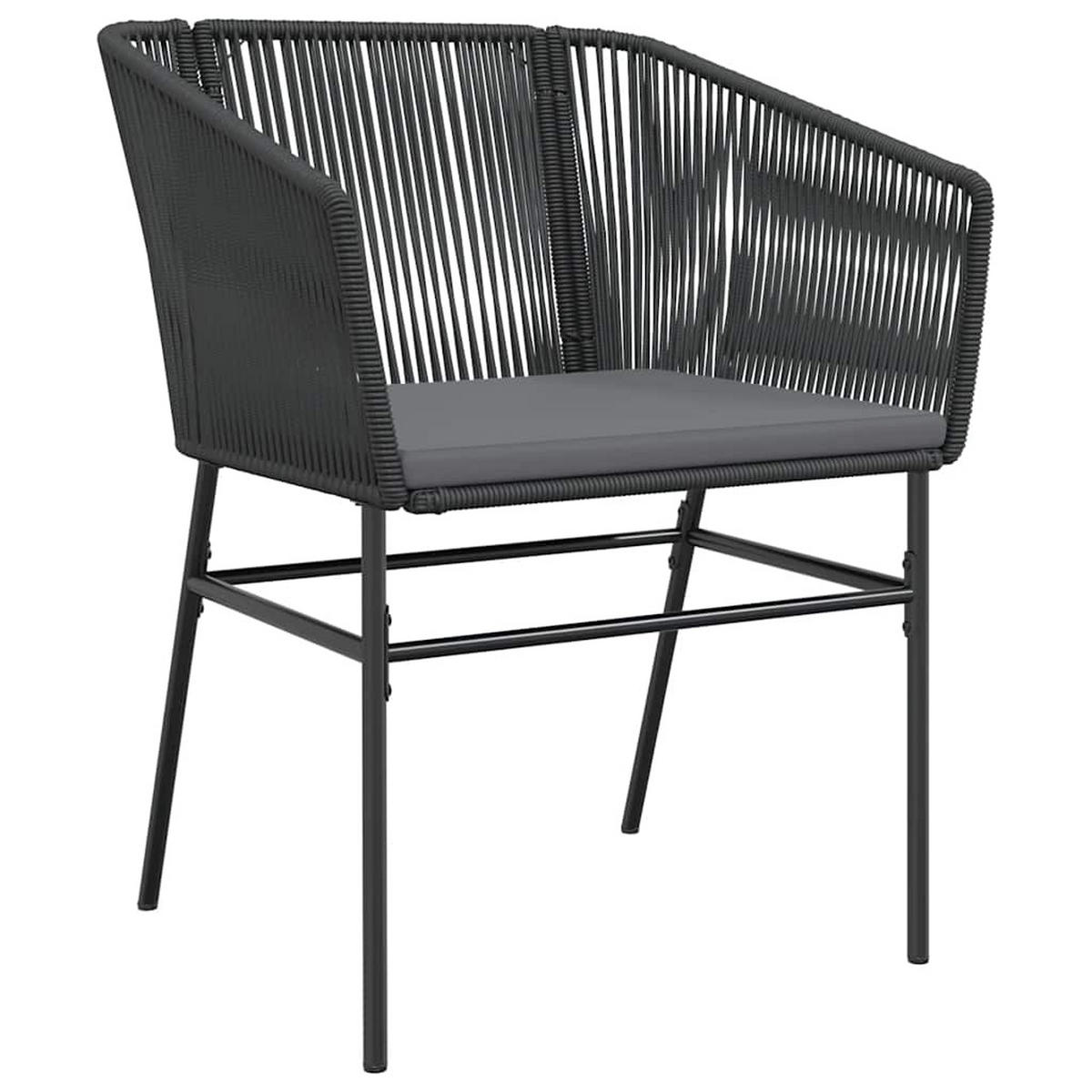 GARTENSTÜHLE 2er Set Mit Kissen Schwarz Poly Rattan - Schwarz, Kunststoff (63/83/63cm) - vidaXL