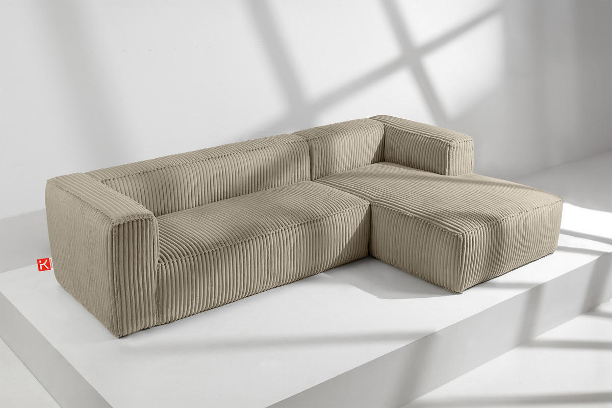 ECKSOFA-RECHTS FEROX Modern, Cord-Stoff, beige - Beige, Textil (305/175cm) - KONSIMO®