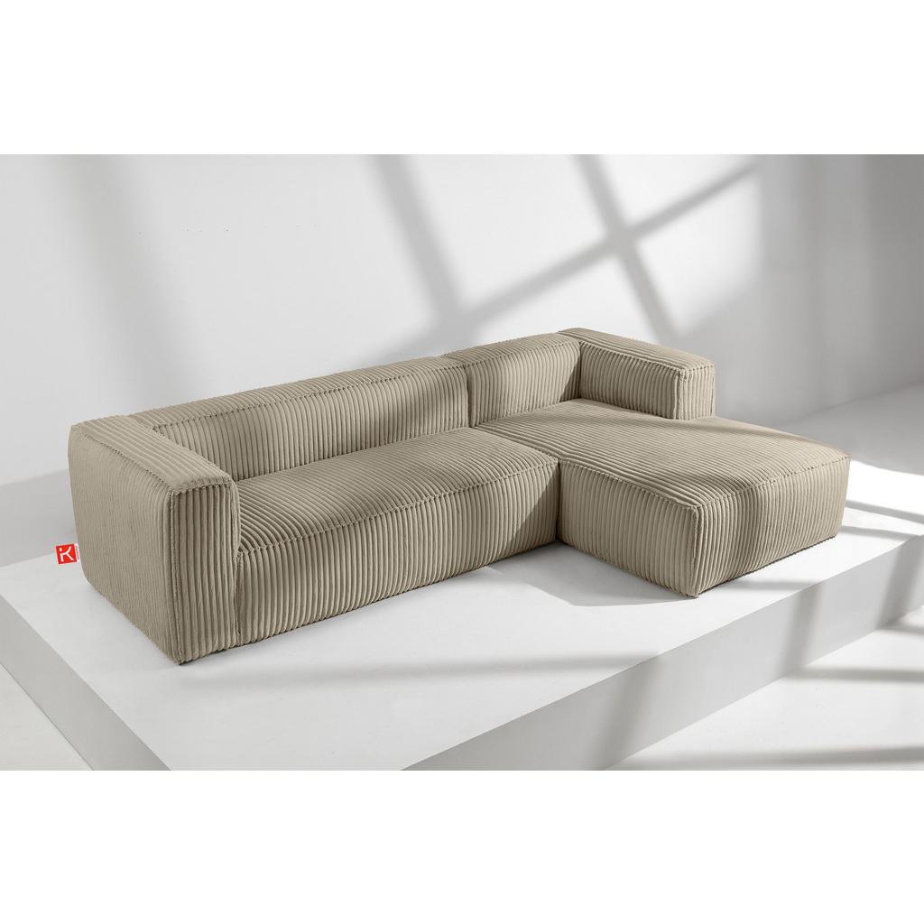 Thumbnail - Konsimo® Ecksofa-Rechts, Beige, Textil, L-Form,L-Form, 305x175 cm, Wohnzimmer, Sofas & Couches, Wohnlandschaften, Ecksof...