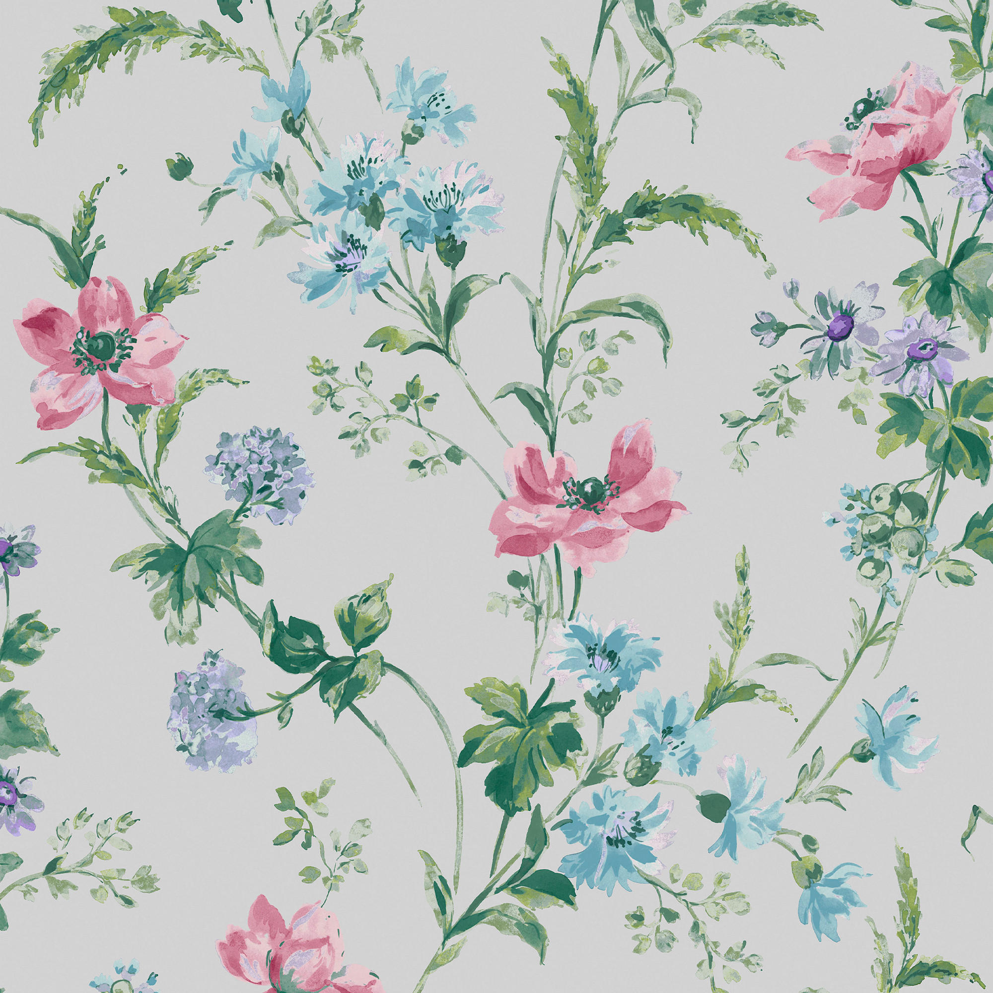VLIESTAPETE Mohnwiese - Violett, Papier/Kunststoff (52/1000cm) - LAURA ASHLEY