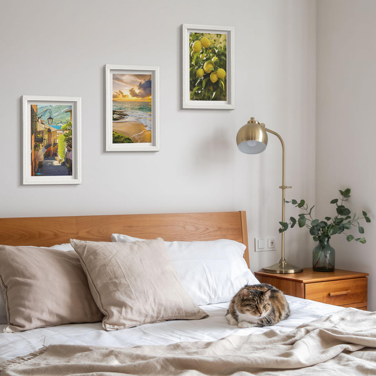 WANDBILDER 3er-Set - 20x30 cm Weißer Rahmen - Straßen, Meer, Strand, Zitrusbäume - Weiß, Kunststoff (20/30cm) - ArtPrintCave
