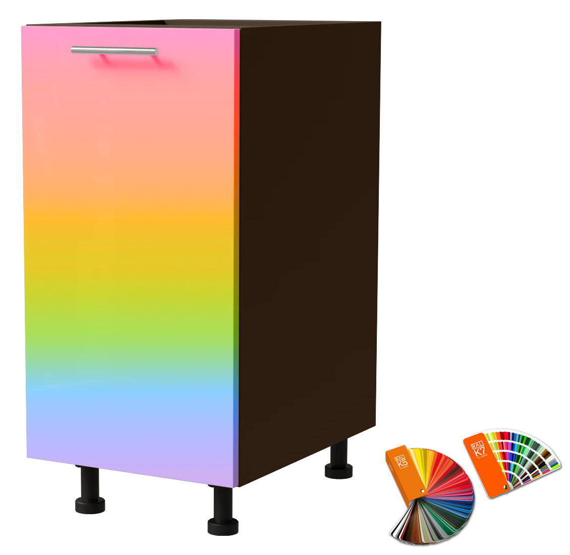 Feldmann-Wohnen Unterschrank Mehrfarbig, Dunkelgrau 40x82x50 cm