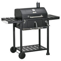 HOLZKOHLEGRILL Schwarz 120.0/64.0/114.0 cm - Schwarz, Metall (64/114/120cm)