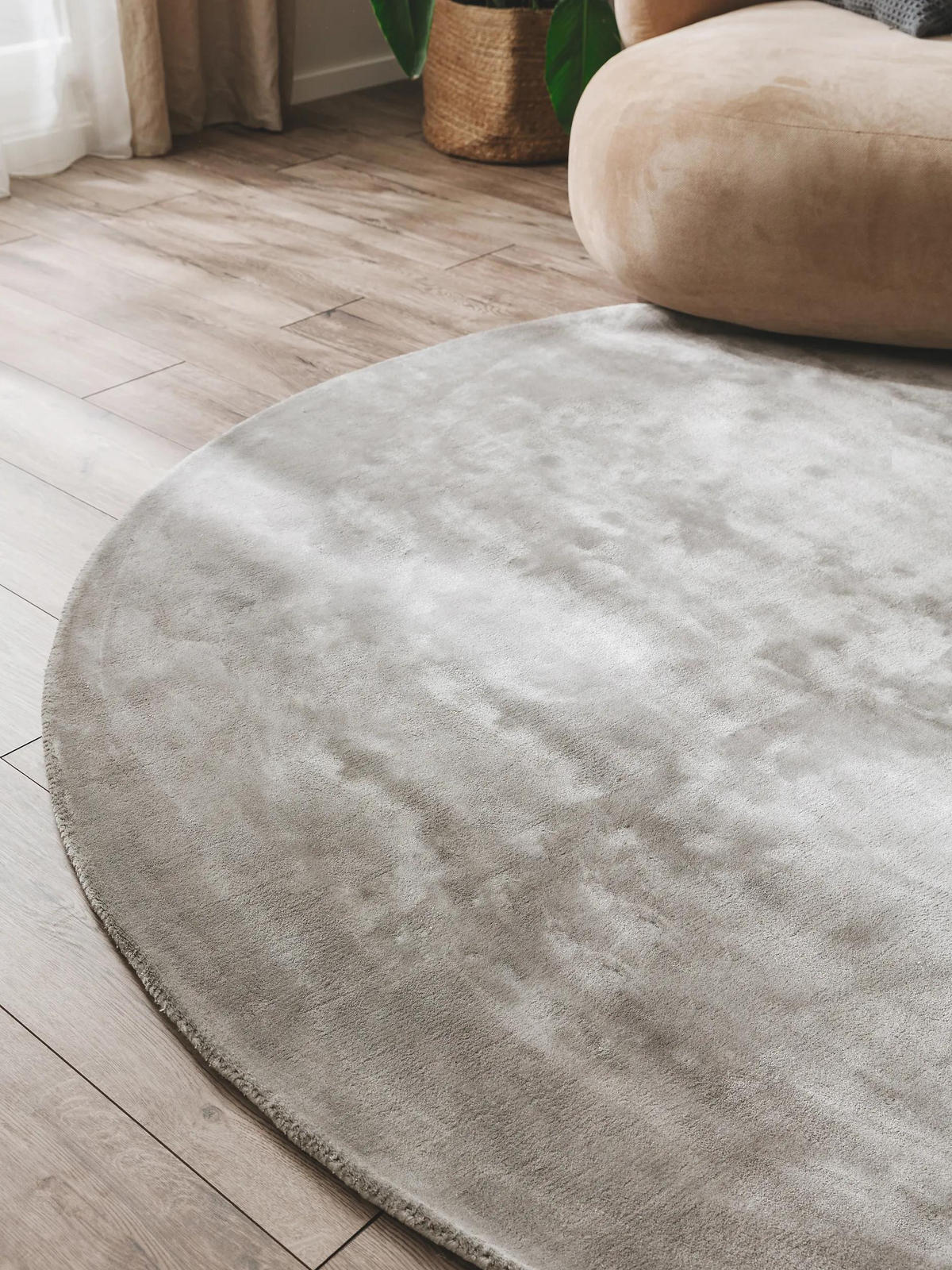 VISKOSETEPPICH rund Nela Grau ø 120 cm rund - Grau, Textil (120/120cm) - benuta Pure