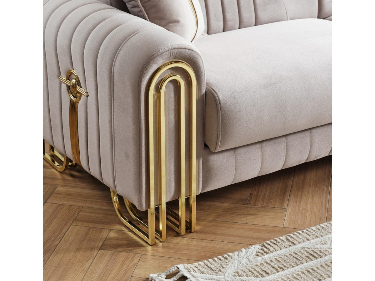 SITZGARNITUR Bogota, Beige Stellvariante 3+2+1 - Beige, Holzwerkstoff/Metall (240/87/98cm)