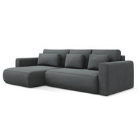 ECKSOFA mit Schlaffunktion Strukturstoff Stoff Grau - Schwarz/Grau, Kunststoff/Textil (149/278cm) - LaMiaSofa