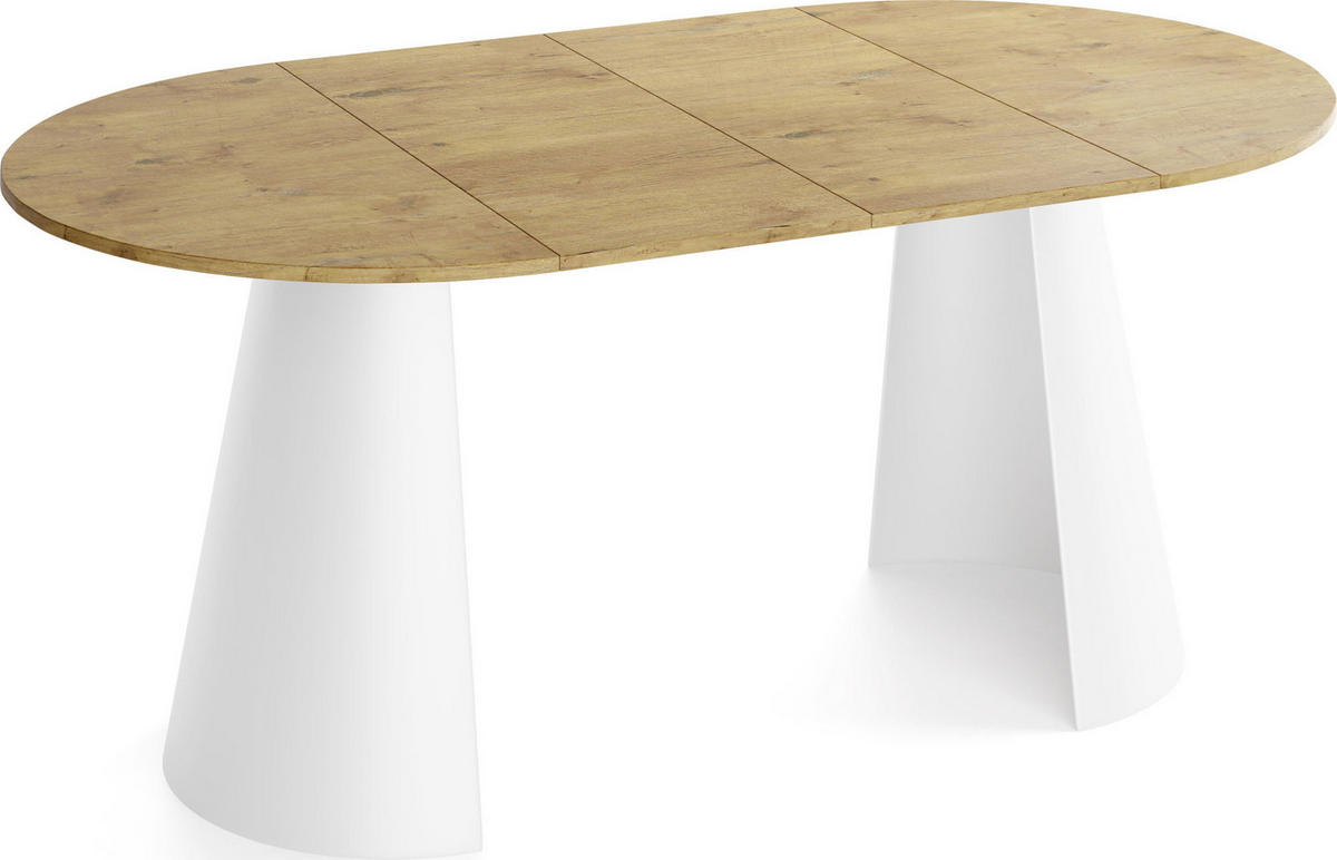 ESSTISCH Lamio runder ausziehbarer, Eiche Hell Braun 120-200/120/76 cm - Eichefarben/Braun, Holzwerkstoff/Metall (120/196/76cm) - WFL GROUP