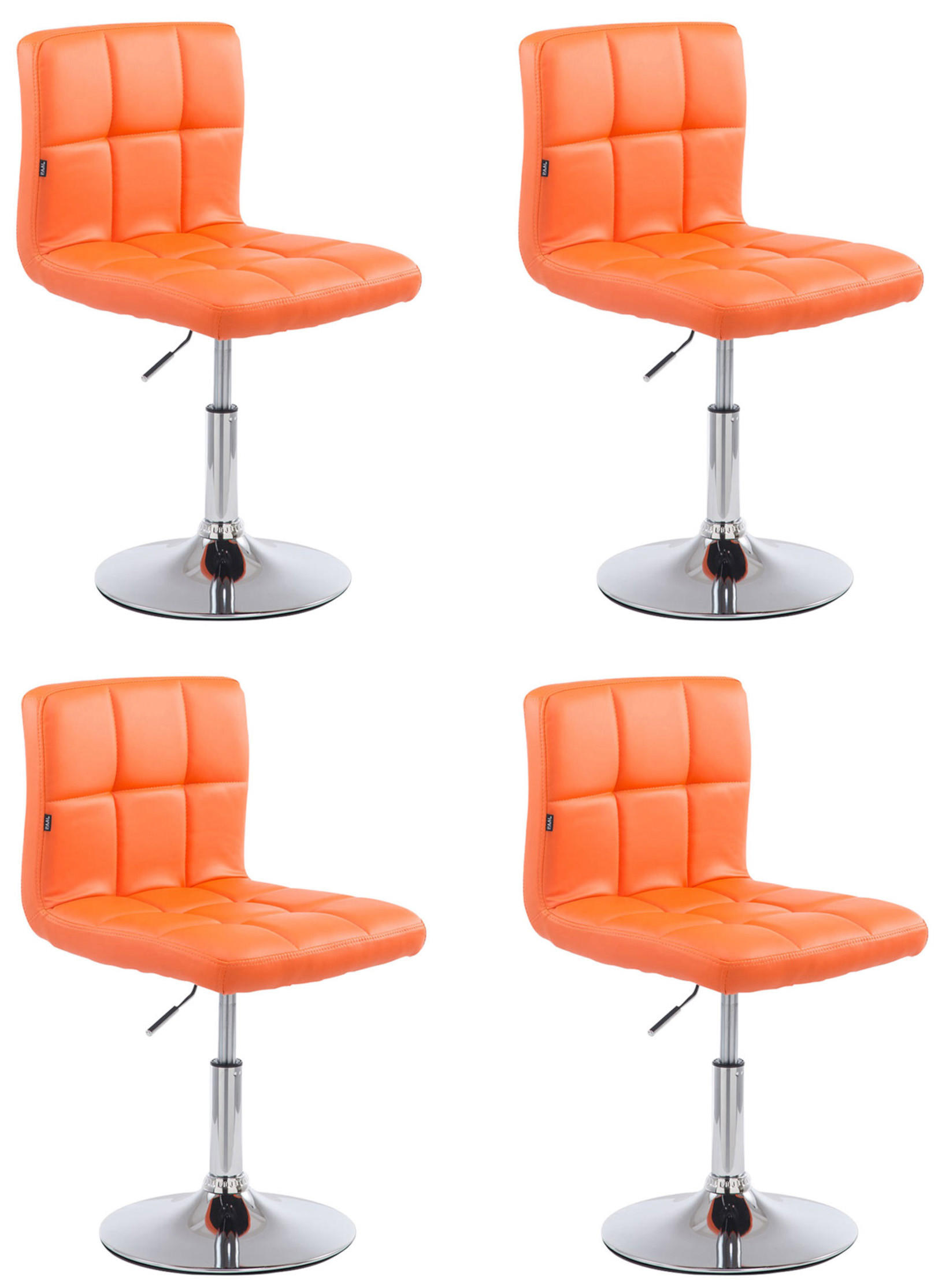 DREHSTUHL 4er Set Lederlook orange - Chromfarben/Orange, Textil/Metall (44/74/49cm) - CLP