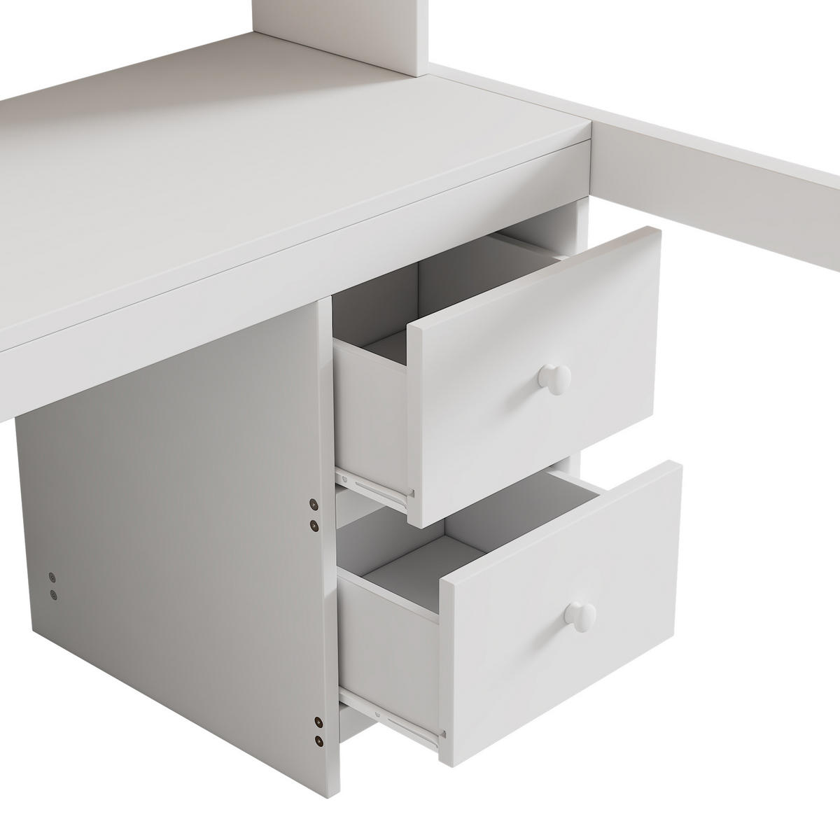 HOCHBETT 90/200 cm Weiß mit Tisch und großem Stauraum - Weiß, Holz (90/200cm) - OKWISH