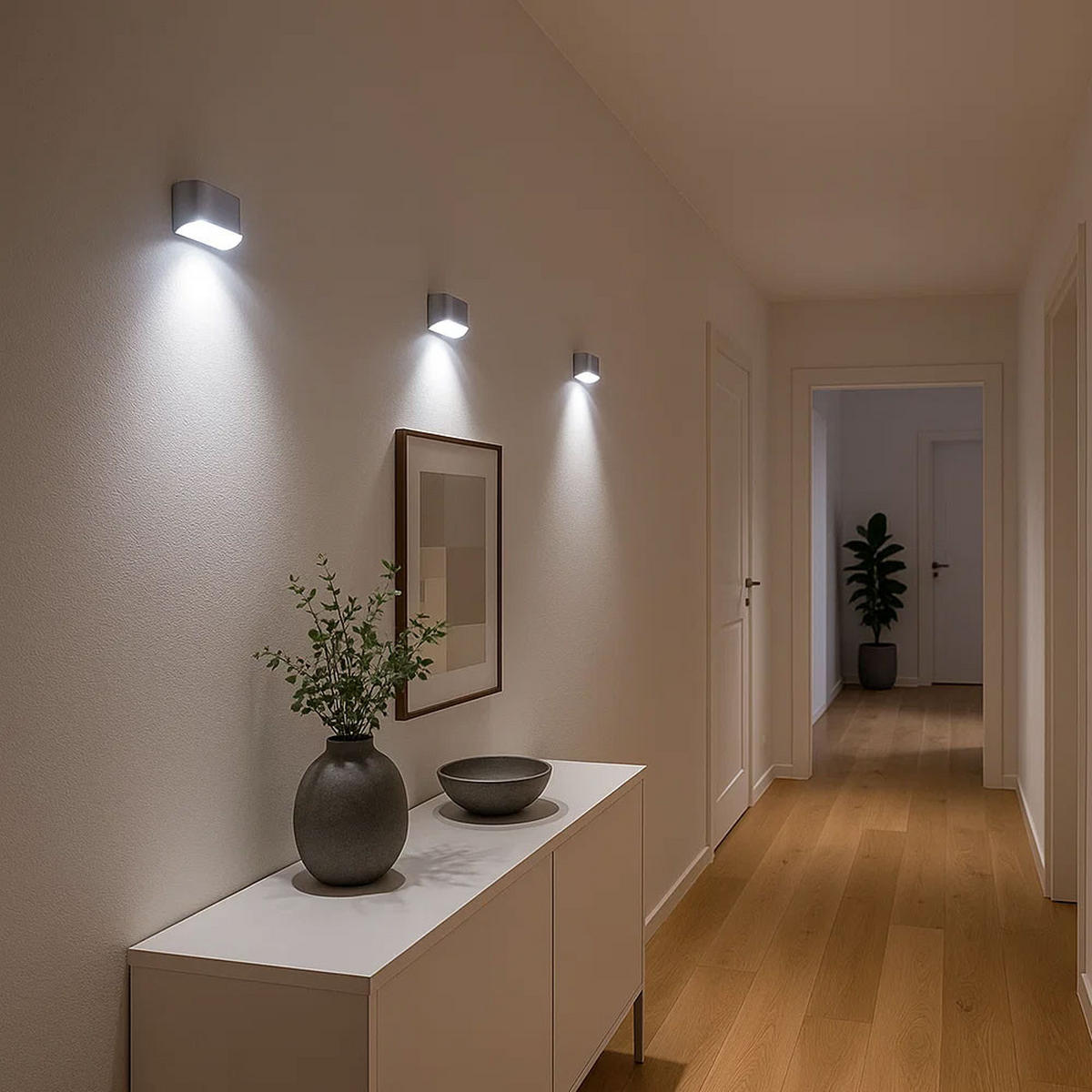 LED WANDLEUCHTE Silber mit Bewegungsmelder - Silberfarben, Kunststoff (3.5/4.5/8cm)