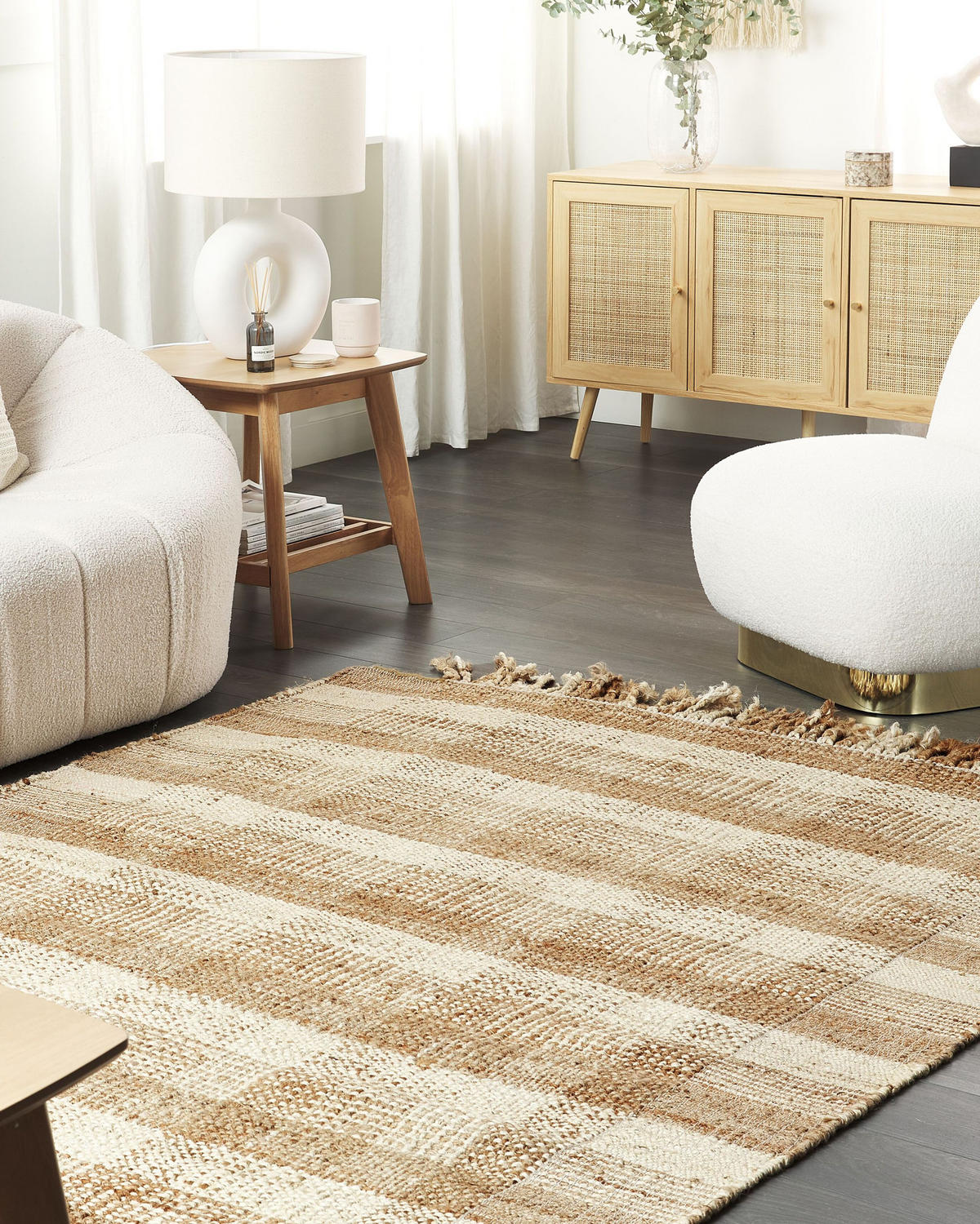 TEPPICH geflochten Berissa 200/140 cm - Beige, Naturmaterialen (140/200cm) - Beliani